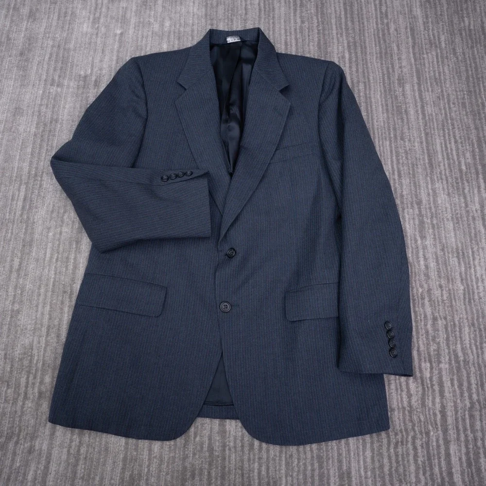 Kuppenheimer Blazer Men 43 Navy Blue Excellent Pinstripe USA Made Sport Coat